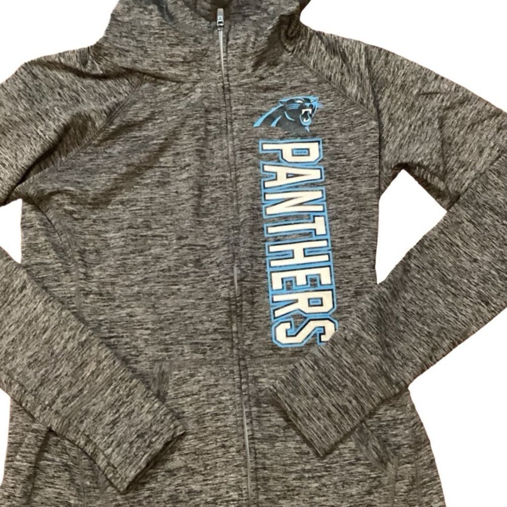 NFL Team Apparel Gray Carolina Panthers Football Recovery Full-Zip Hoodie S - Picture 5 of 10